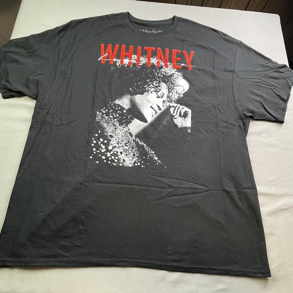 Whitney Houston Shirt Mens 2XL Black Portrait Graphic Music Tee Pop Legend